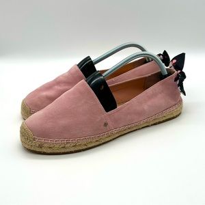 Kate Spade Grayson Womens Shoes Size 11 Pink Suede Bow Espadrille Slip On Flats